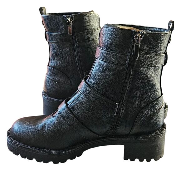 KENNITH COLE REACTION TATE Faux Leather Rhinestone Womens Motorcycle Boots NIB 8 - Picture 8 of 16